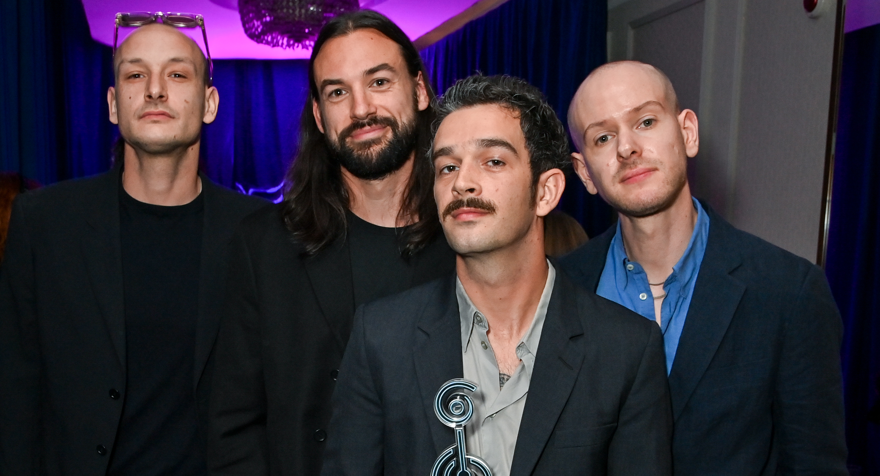 (L to R) George Daniel, Ross MacDonald, Matthew Healy and Adam Hann of The 1975