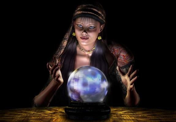 a psychic woman with a crystal ball.