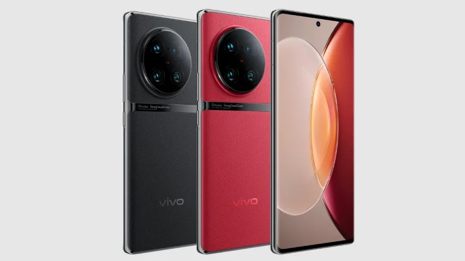A Vivo X90 Pro Plus in black and red shades