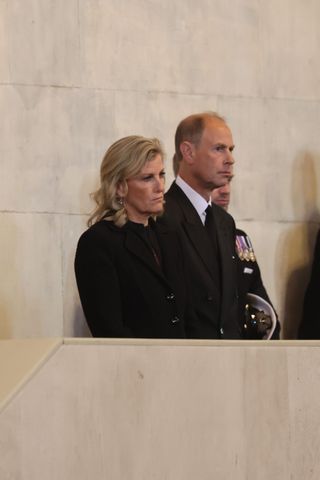 Lady Louise and James, Viscount Severn join the rest of Queen Elizabeth II's grandchildren for her vigil, also in attendance were Prince William, Prince Harry, Princess Beatrice of York, Princess Eugenie of York, Zara Tindall, and Peter Phillips