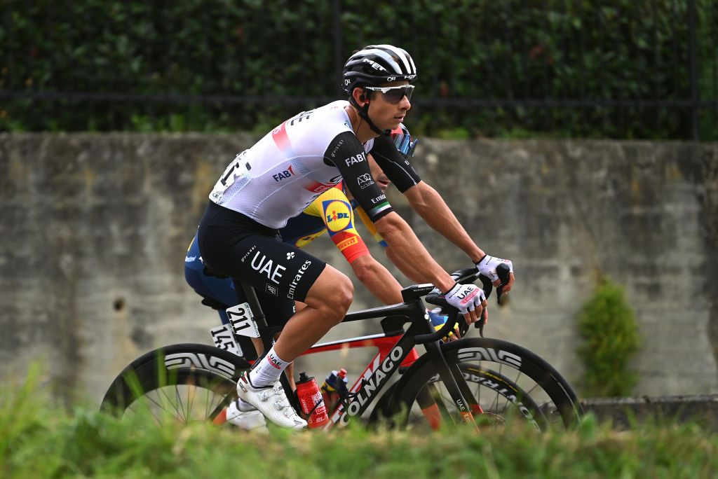 FAVRIA ITALY OCTOBER 05 Davide Formolo of Italy and UAE Team Emirates competes during the 107th Gran Piemonte 2023 a 152km one day race from Borgofranco dIvrea to Favria on October 05 2023 in Favria Italy Photo by Tim de WaeleGetty Images