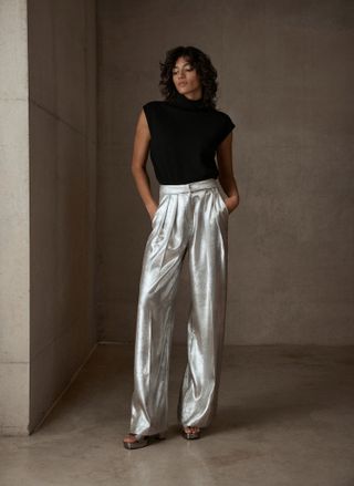 Metallic Wide Trousers