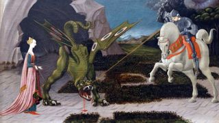 Medieval Painting titled 'Saint George and the Dragon' by Paolo Uccello
