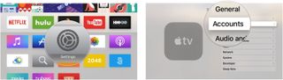 Accessing the Accounts section on Apple TV