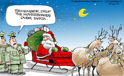 Editorial cartoon World Christmas Syria Hoverboards