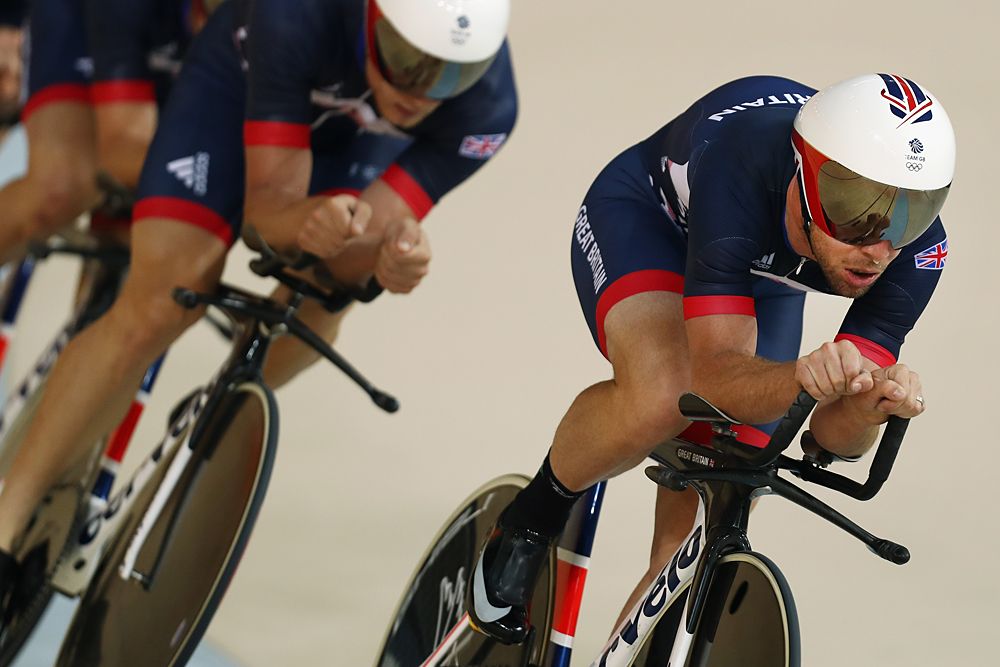 Great Britain's team pursuit team training