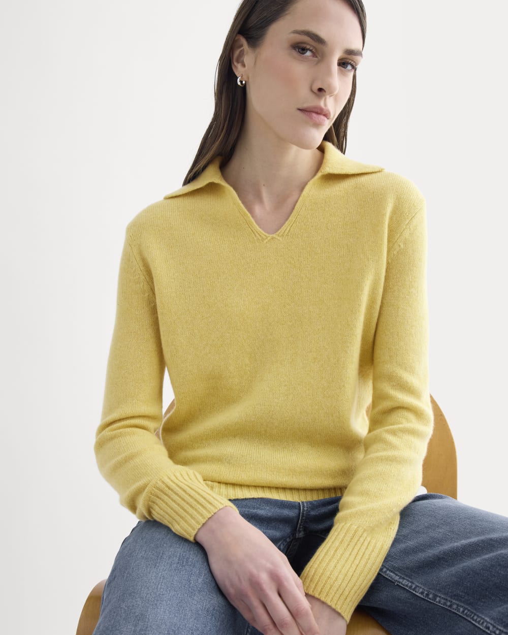 Cashmere Polo Sweater | Double Cream Heather - Xxs