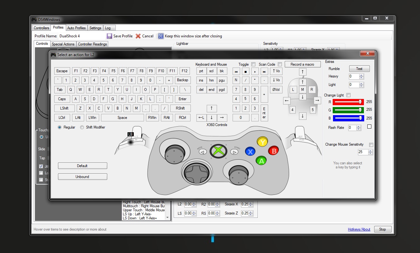 DS4Windows keyboard mapping screenshot