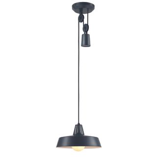 Goodhome Yarra Matt Black Pendant Ceiling Light, (dia)300mm