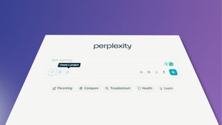 Perplexity AI searchbox on a purple gradient