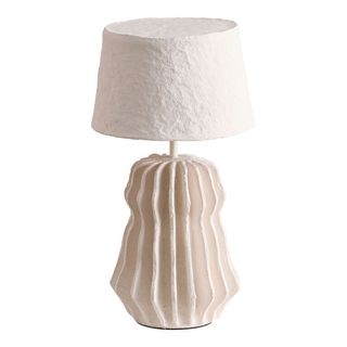 Tonal Off White Recycled Cotton Mache Fluted Table Lamp