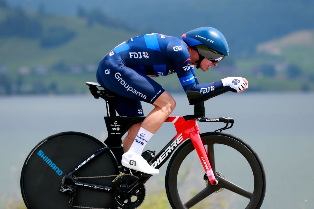 EINSIEDELN SWITZERLAND JUNE 11 Romain Grgoire of France and Team GroupamaFDJ sprints during the 86th Tour de Suisse 2023 Stage 1 a 127km individual time trial stage from Einsiedeln to Einsiedeln UCIWT on June 11 2023 in Einsiedeln Switzerland Photo by Heinz ZwickyGetty Images