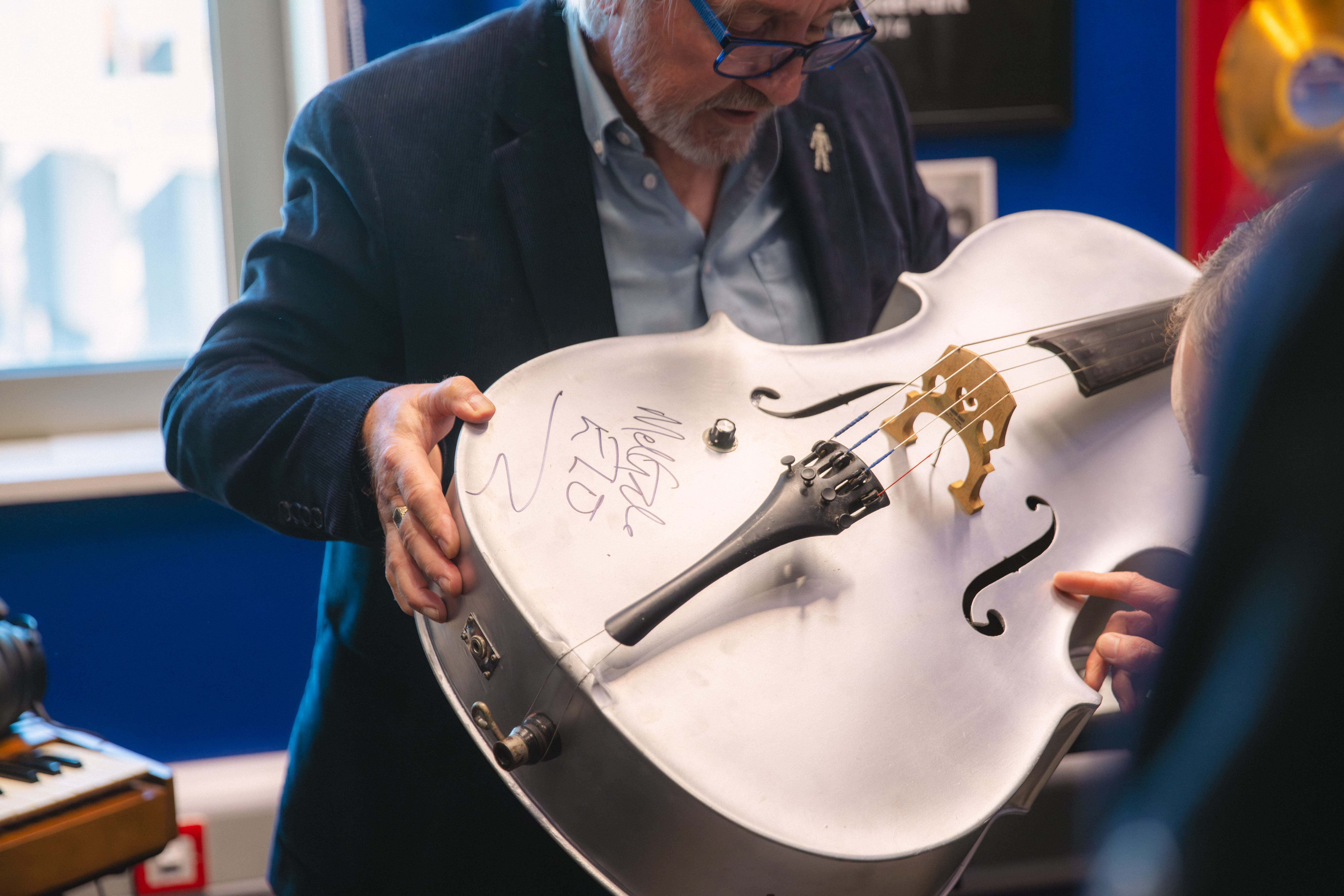Former ELO member Melvyn Gale and his one-of-a-kind silver electric cello that toured with ELO in the 1970s