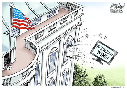 Political cartoon U.S. Israel Netanyahu