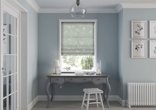 blue roman blind