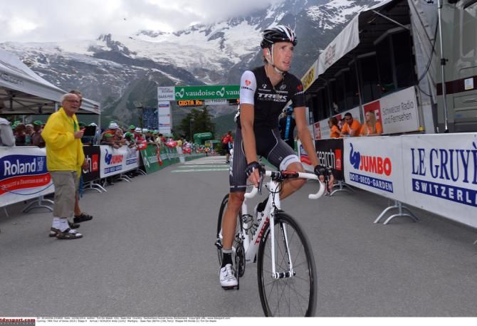 Andy Schleck (Trek) crosses the line