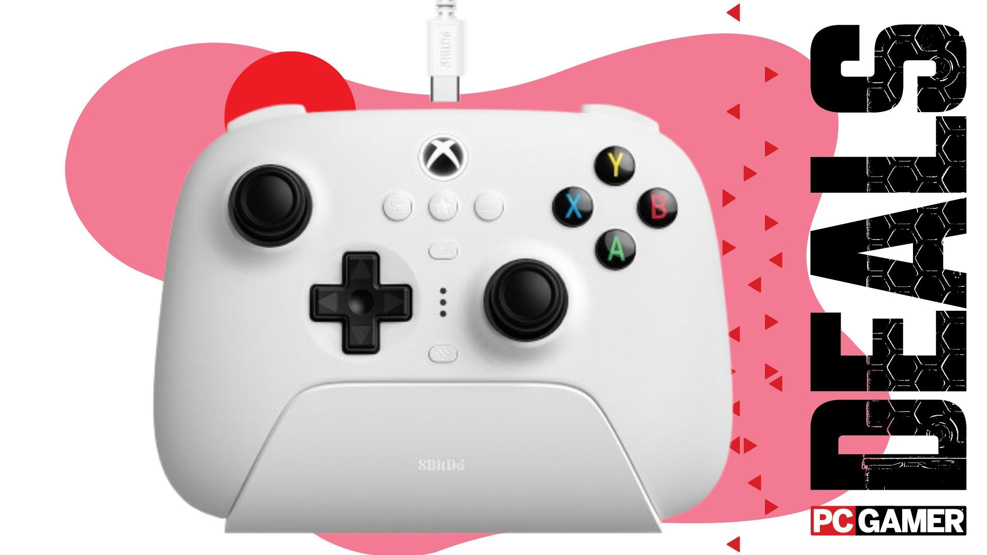8BitDo Ultimate on a pink deals background