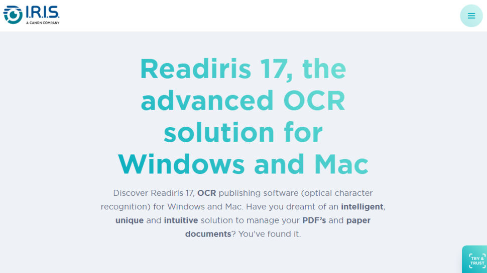 Readiris website screenshot (June 2025)