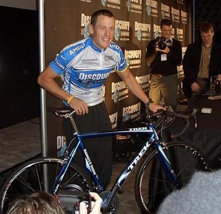 Lance Armstrong looking pretty happy with his new rig