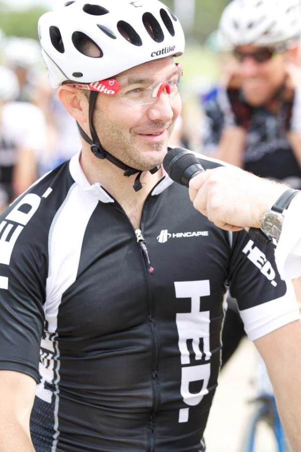1999 Winner Brent Dawson is interviewed before the start.