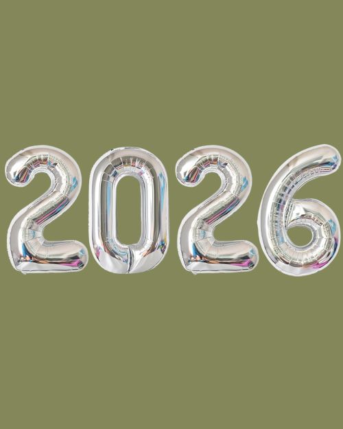 2026 Silver Foil Mylar Number Balloons