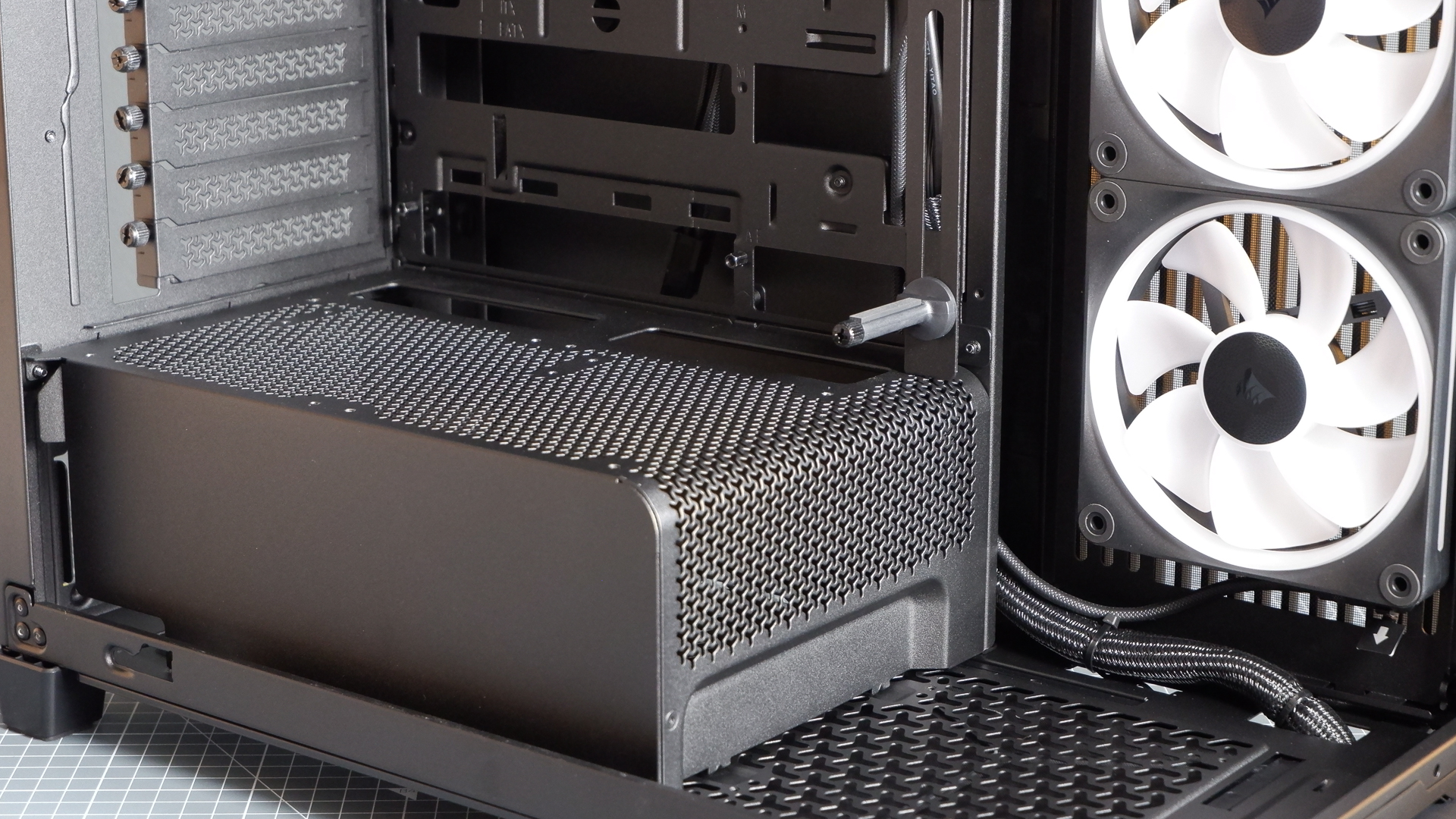 Corsair Frame 4500X ATX PC case throughout a PC build for testing.