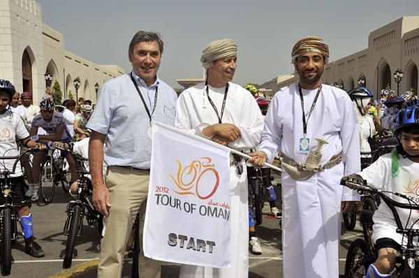 Eddy Merckx at the start of the Tour of Oman's first stage.