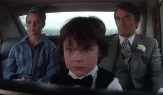 The Omen Gregory Peck Lee Remick taking Damien to church