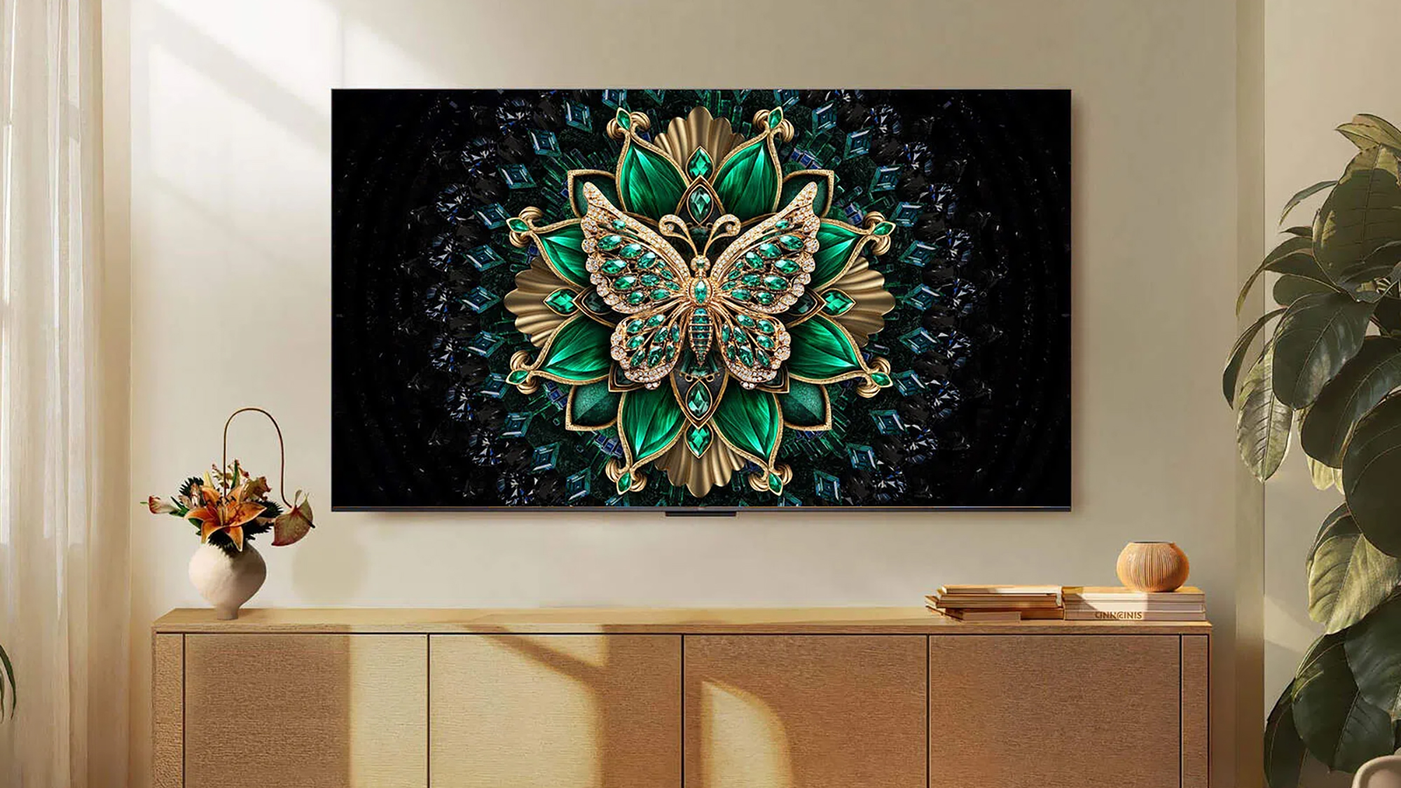 TCL C6K television on a wall