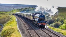 The Northern Belle steam engine on the outward leg at Lunds