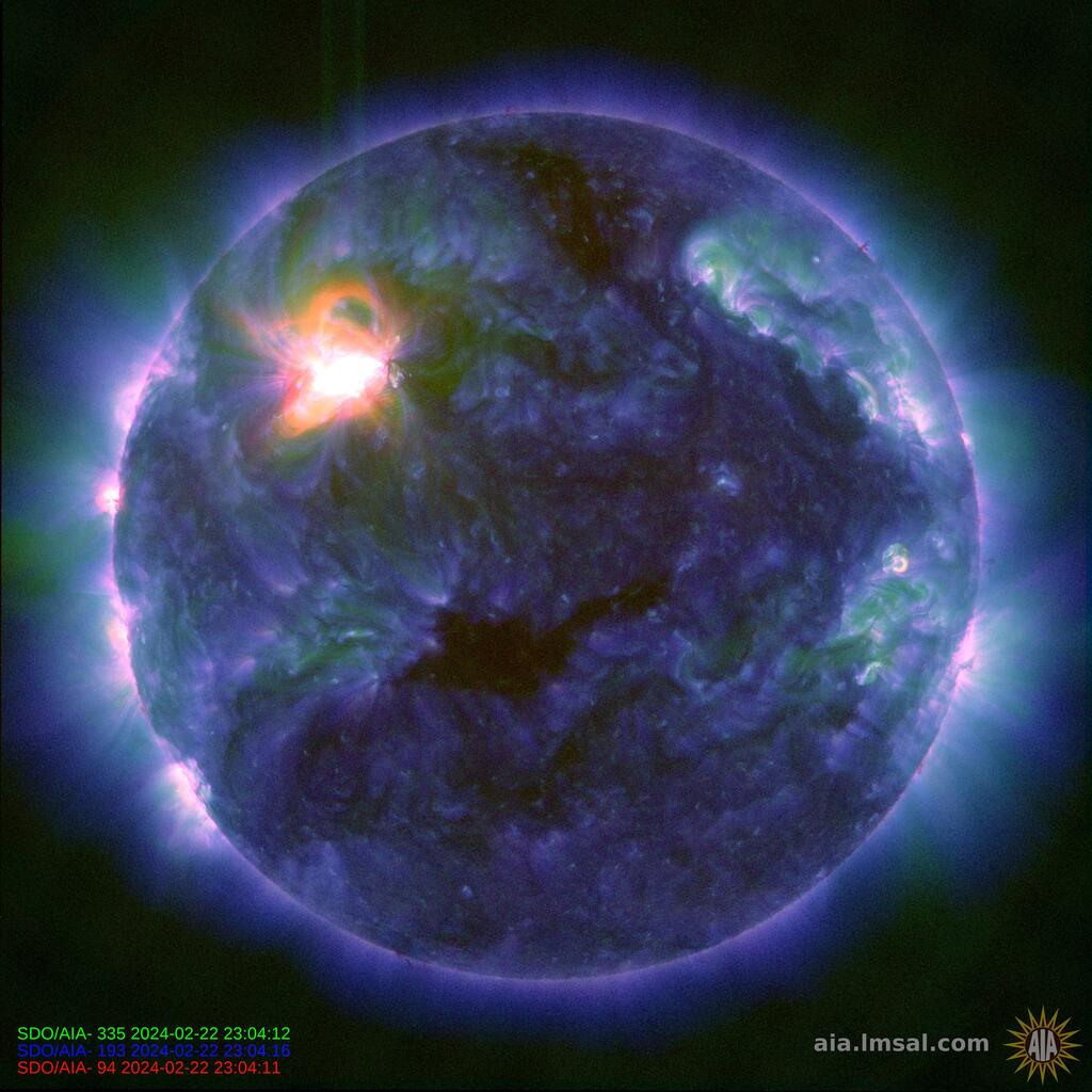 NASA's solar observatory catches the X6 solar flare from the sun on Feb. 22 2024