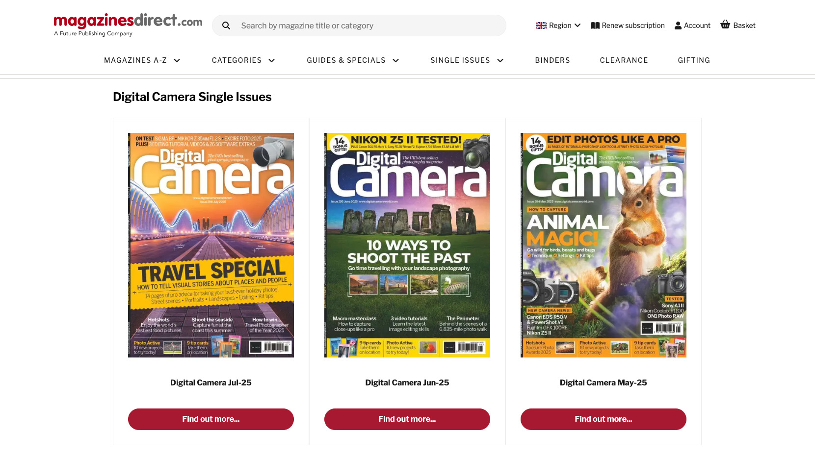 Landing page of www.magazinesdirect.com for Digital Camera magazine, where single back issues of the magazine can be purchased: https://www.magazinesdirect.com/az-single-issues/6936939/digital-camera-magazine-single-issue.thtml