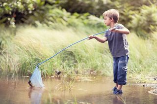 Little boy pond fishing