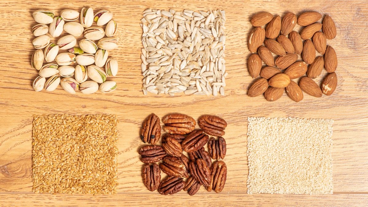 Foods rich in iron, including nuts