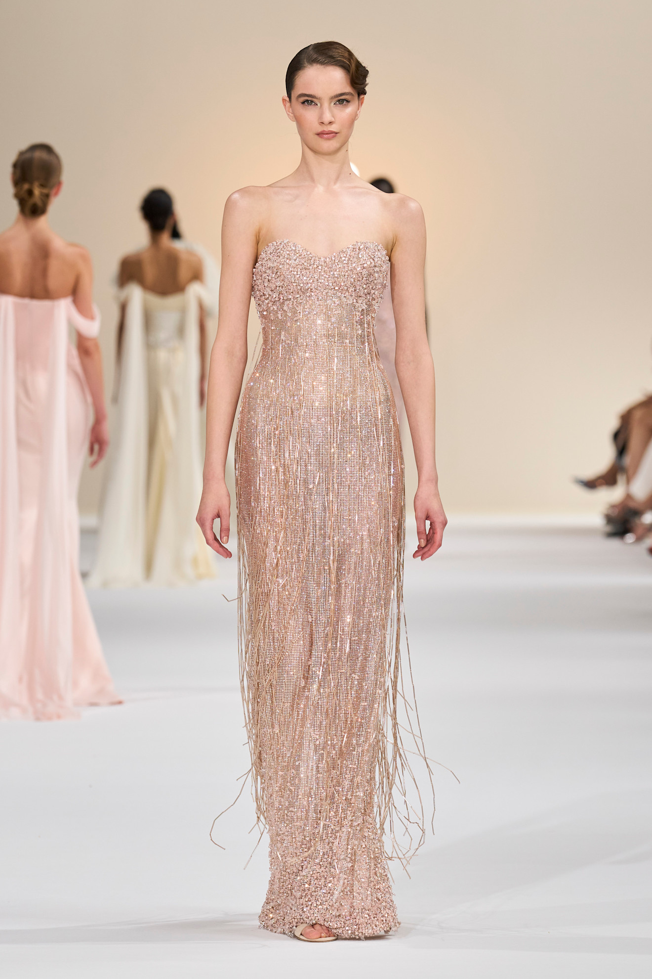 A model wore Jennifer Lopez's gown on the Tamara Ralph Couture Fall 2025 runway