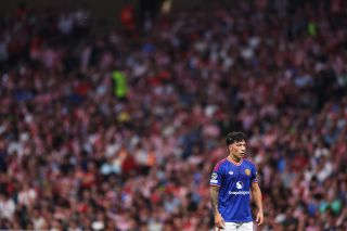Lisandro Martinez of Manchester United looks on