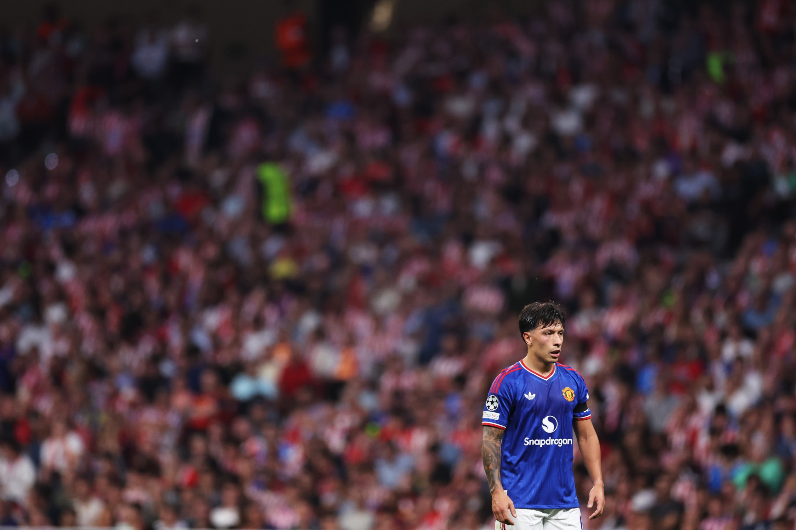 Lisandro Martinez of Manchester United looks on 