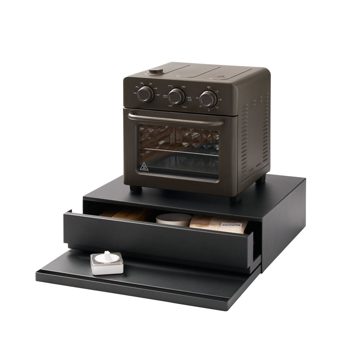 Wayfair, Yamazaki Home Tower Kitchen Countertop Organizer Appliance Stand With Drawer and Pull-Out Shelf &amp;ndash; Steel Microwave Stand With Drawer, Modern Countertop Shelf Organizer, White, Space-Saving Design &amp;amp; Reviews | Wayfair