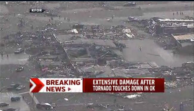 A wider view of the elementary school flattened in Moore, Okla., on May 20, 2013, by a deadly tornado.