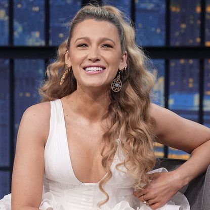 Blake Lively during an interview with host Seth Meyers on May 1, 2025.