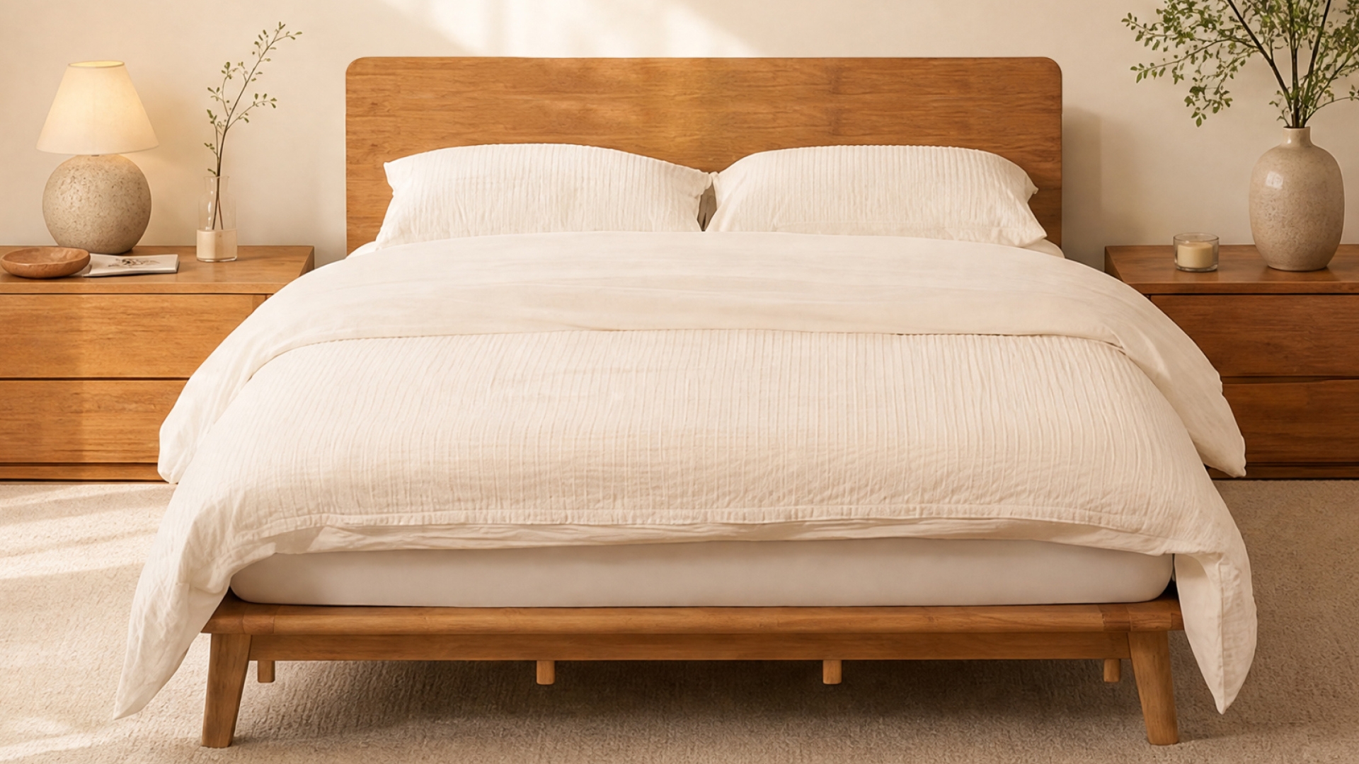 The Flexispot Hako G1 - a heavy duty solid wood bed frame inspired by Japandi design