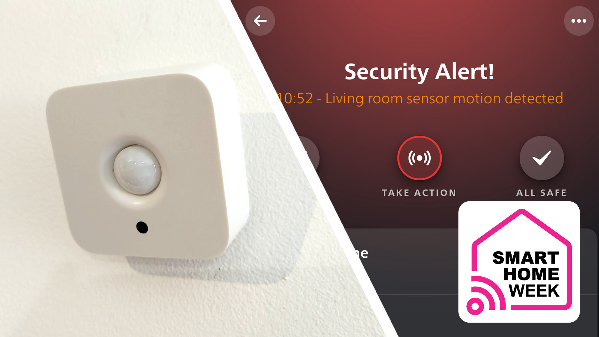Philips Hue Motion Sensor on wall, and detection alert in app