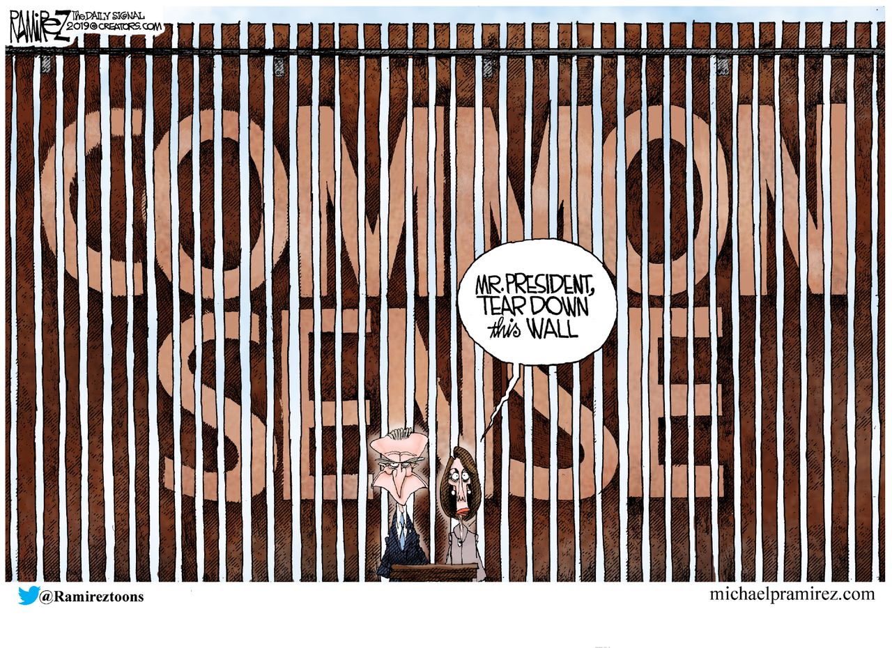 Political cartoon U.S. Trump Pelosi Schumer&amp;amp;nbsp;wall government shutdown