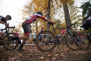 Tobin Ortenblad (USA) Santa Cruz Factory Racing, Michael Van Den Ham (Can) Garneau - Easton Cycling, and Jeremy Powers (USA) Aspire Racing get tangled up.