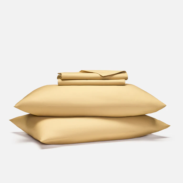 mustard yellow percale sheet set