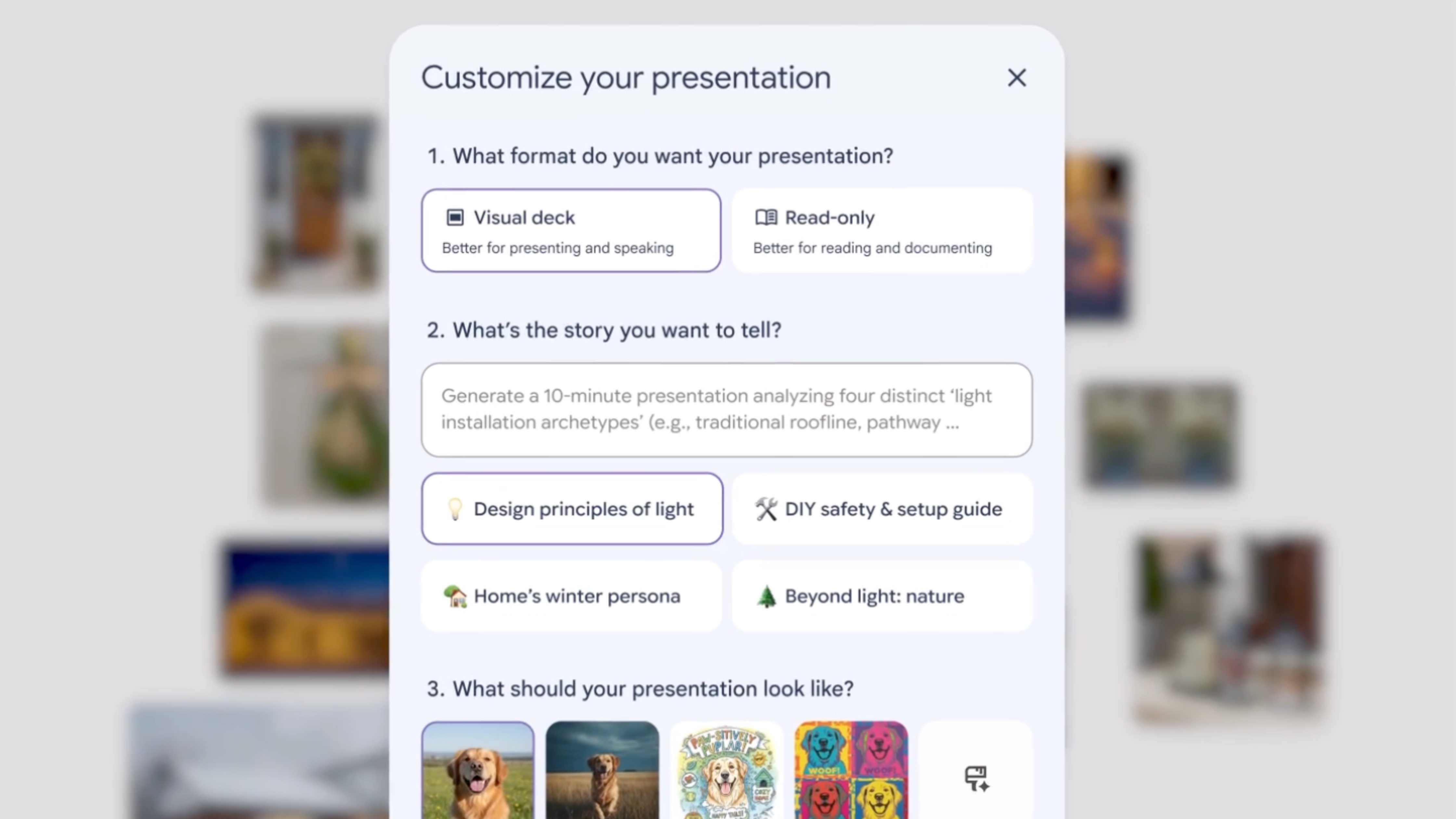 Generating presentations with Nano Banana Pro in Mixboard.