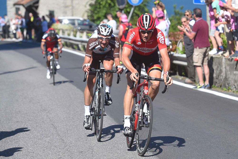 Adam Hansen (Lotto-Soudal), Patrick Gretsch (Ag2r) and Darwin Atapuma (BMC)