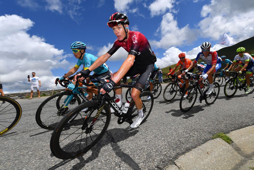SARRANCOLIN FRANCE AUGUST 03 Christopher Froome of The United Kingdom and Team Ineos Miguel ngel Lpez Moreno of Colombia and Astana Pro Team Public Fans during the 44th La Route dOccitanie La Depeche du Midi 2020 Stage 3 a 1635km stage from Saint Gaudens to Col de Beyrde 1417m RouteOccitanie RDO2020 on August 03 2020 in Sarrancolin France Photo by Justin SetterfieldGetty Images