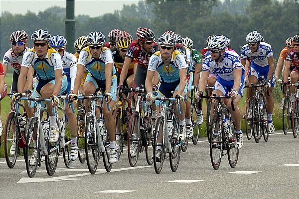 The Astana team chilling out in the peloton.