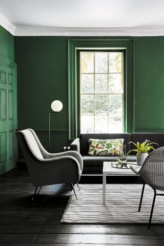 Little Greene green living room